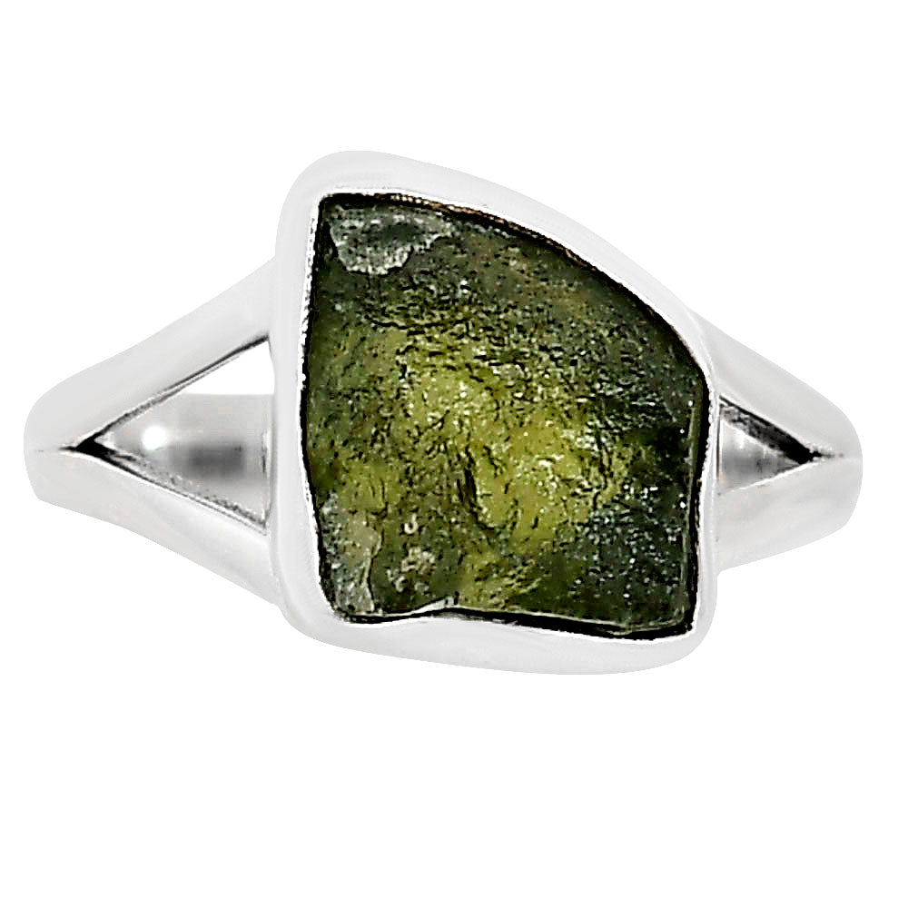 Genuine Czech Moldavite Rough Ring size-7 R-1002 SDR252250