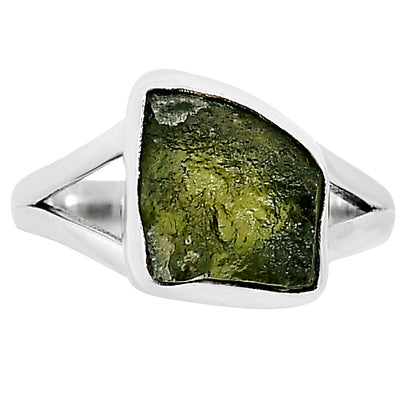 Genuine Czech Moldavite Rough Ring size-7 R-1002 SDR252250