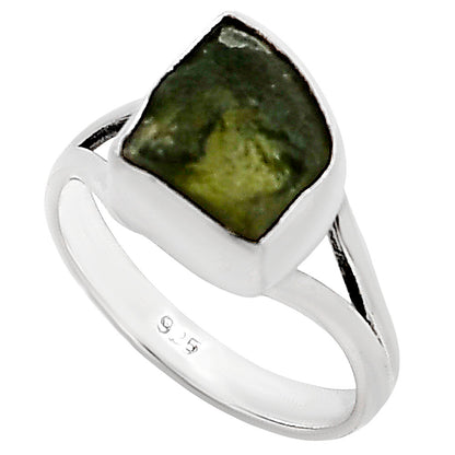 Genuine Czech Moldavite Rough Ring size-7 R-1002 SDR252250