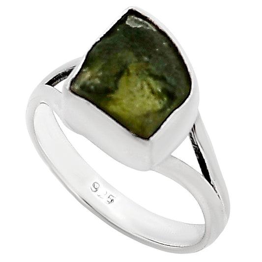 Genuine Czech Moldavite Rough Ring size-7 R-1002 SDR252250