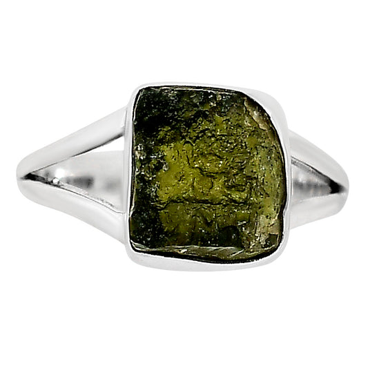 Genuine Czech Moldavite Rough Ring size-9 R-1002 SDR252254