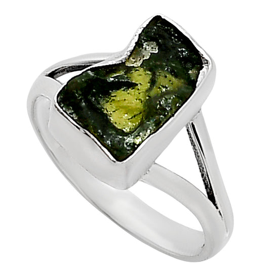 Genuine Czech Moldavite Rough Ring size-7 R-1002 SDR252256