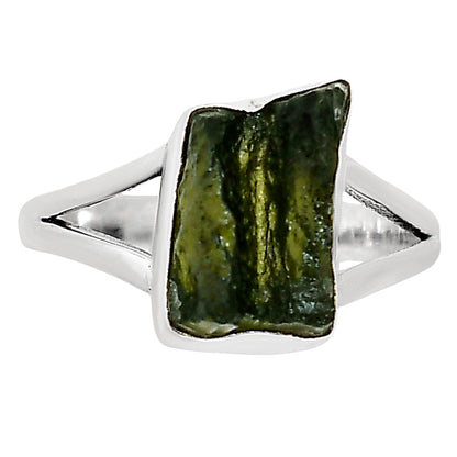 Genuine Czech Moldavite Rough Ring size-9 R-1002 SDR252257