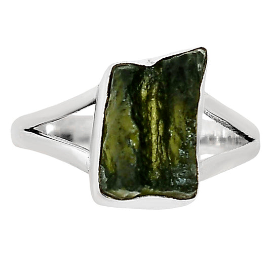 Genuine Czech Moldavite Rough Ring size-9 R-1002 SDR252257