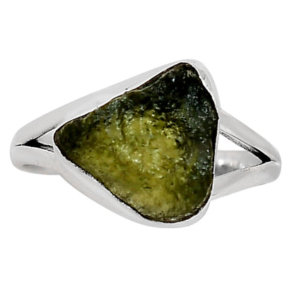 Genuine Czech Moldavite Rough Ring size-8 R-1002 SDR252259