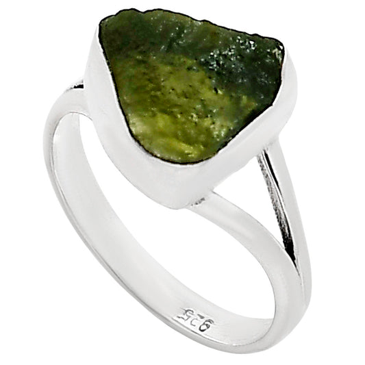 Genuine Czech Moldavite Rough Ring size-8 R-1002 SDR252259
