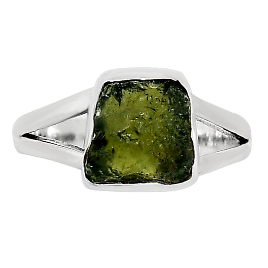 Genuine Czech Moldavite Rough Ring size-6 R-1002 SDR252265