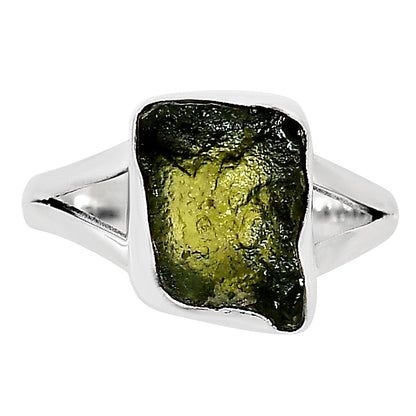 Genuine Czech Moldavite Rough Ring size-9 R-1002 SDR252266