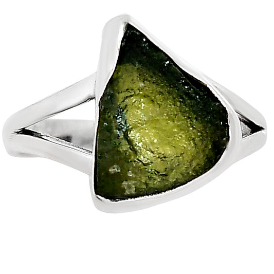 Genuine Czech Moldavite Rough Ring size-8 R-1002 SDR252267
