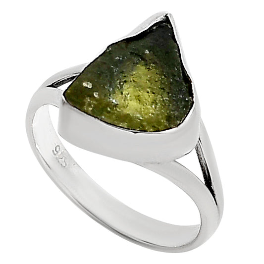 Genuine Czech Moldavite Rough Ring size-8 R-1002 SDR252267