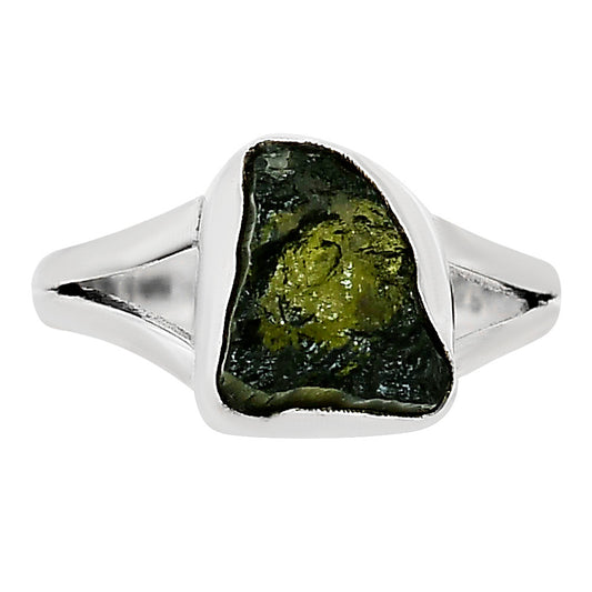 Genuine Czech Moldavite Rough Ring size-9 R-1002 SDR252270
