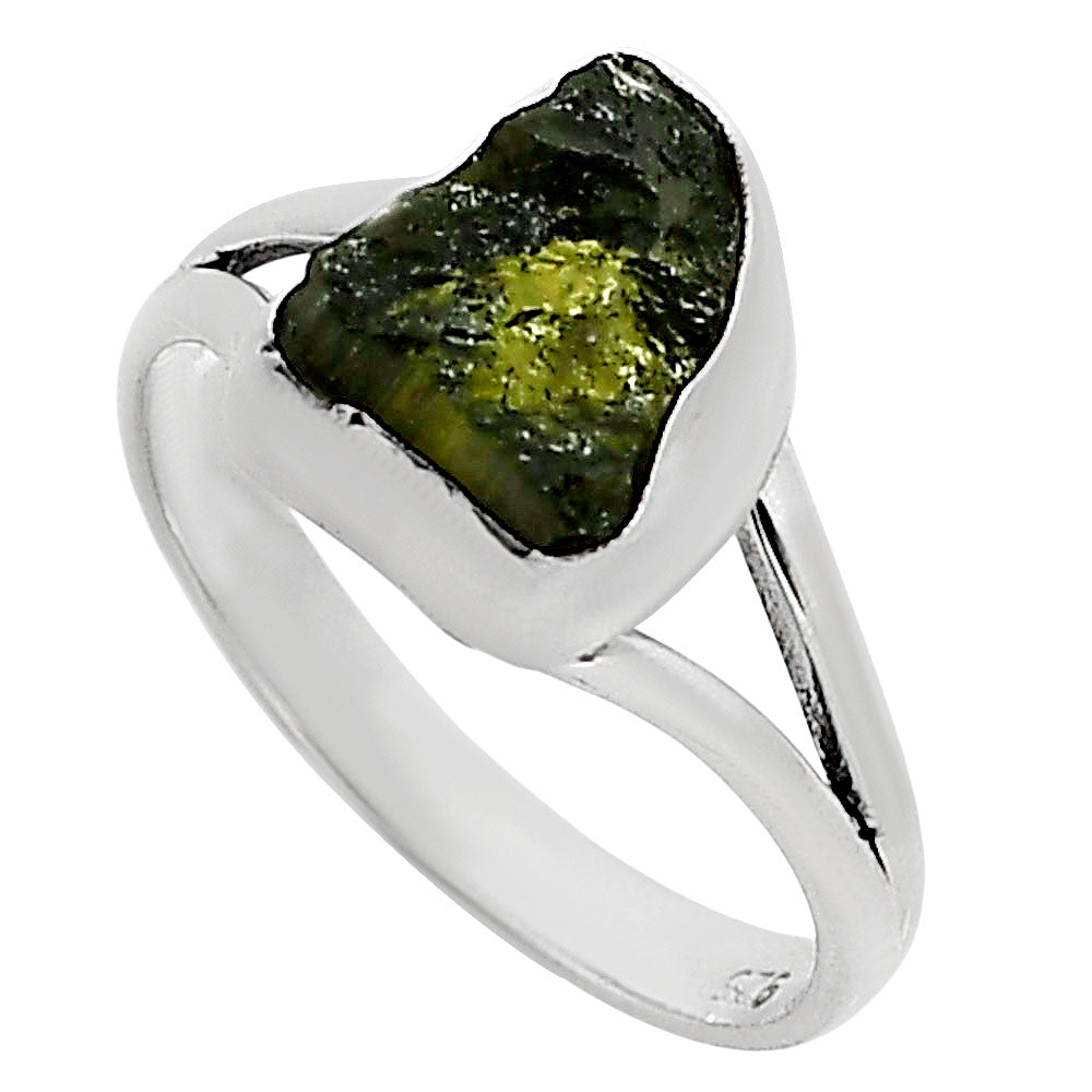 Genuine Czech Moldavite Rough Ring size-9 R-1002 SDR252270