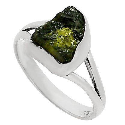 Genuine Czech Moldavite Rough Ring size-9 R-1002 SDR252270