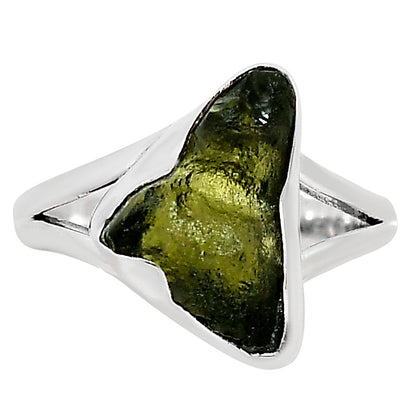 Genuine Czech Moldavite Rough Ring size-8 R-1002 SDR252276