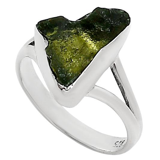 Genuine Czech Moldavite Rough Ring size-8 R-1002 SDR252276