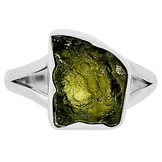 Genuine Czech Moldavite Rough Ring size-9 R-1002 SDR252278