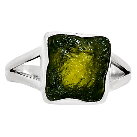 Genuine Czech Moldavite Rough Ring size-7 R-1002 SDR252280
