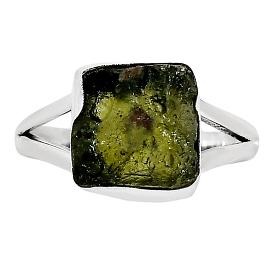 Genuine Czech Moldavite Rough Ring size-9 R-1002 SDR252281