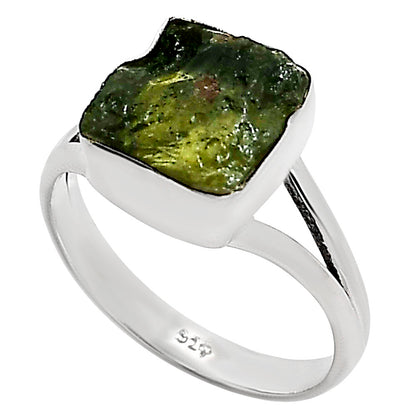 Genuine Czech Moldavite Rough Ring size-9 R-1002 SDR252281