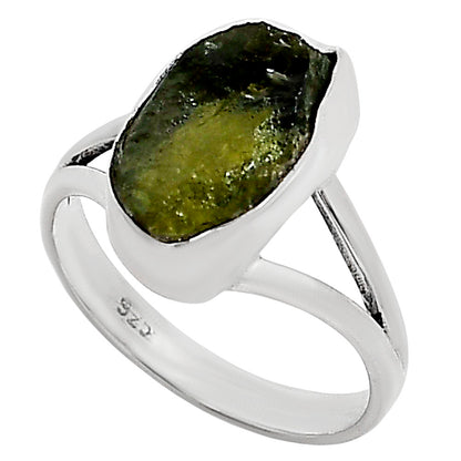 Genuine Czech Moldavite Rough Ring size-8 R-1002 SDR252282