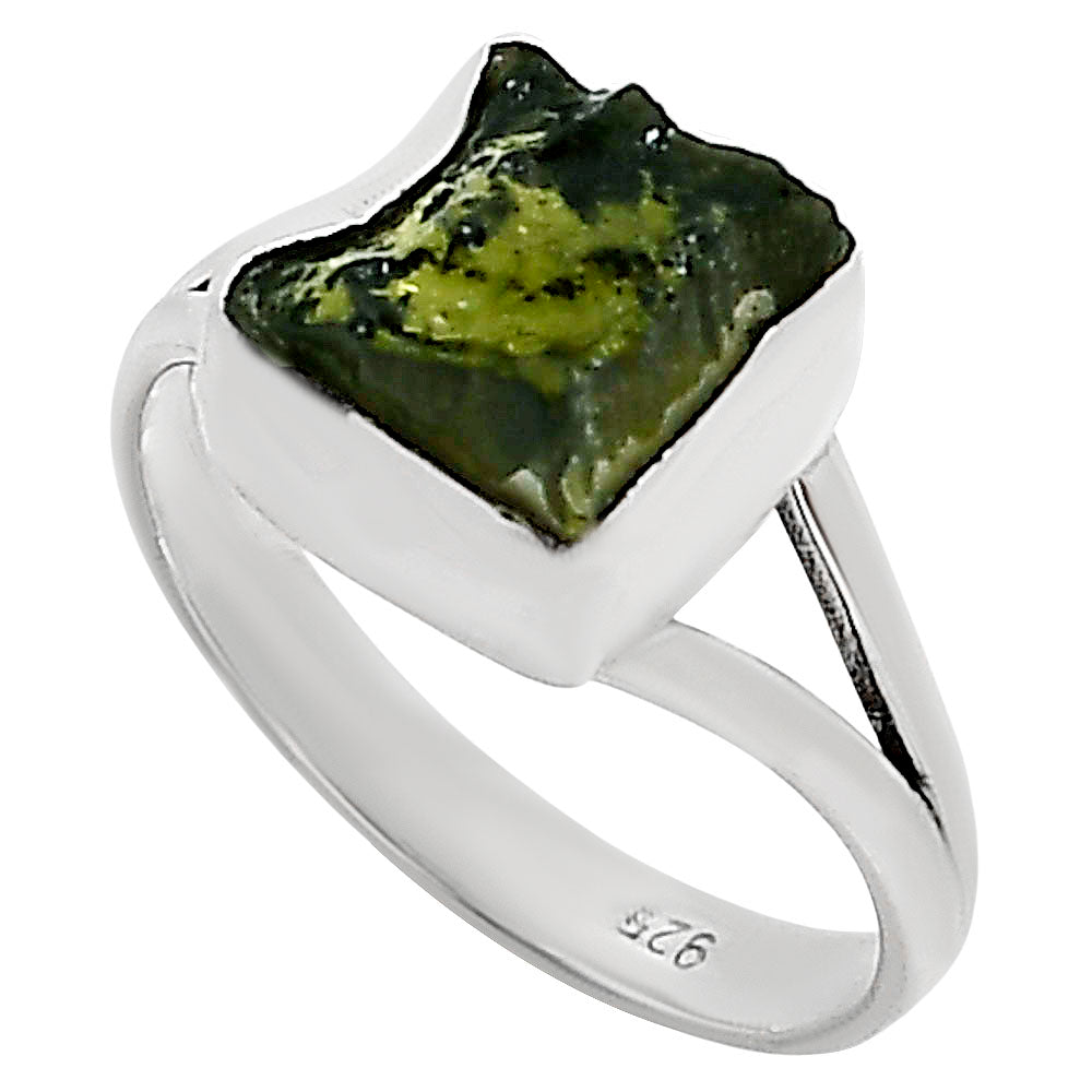 Genuine Czech Moldavite Rough Ring size-9 R-1002 SDR252284