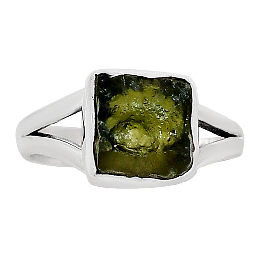 Genuine Czech Moldavite Rough Ring size-6 R-1002 SDR252286