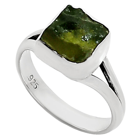 Genuine Czech Moldavite Rough Ring size-6 R-1002 SDR252286