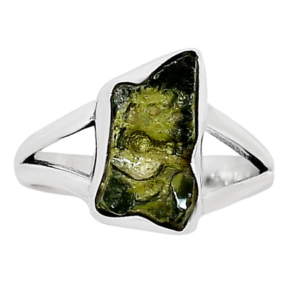 Genuine Czech Moldavite Rough Ring size-6 R-1002 SDR252288