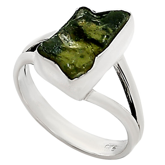 Genuine Czech Moldavite Rough Ring size-6 R-1002 SDR252288