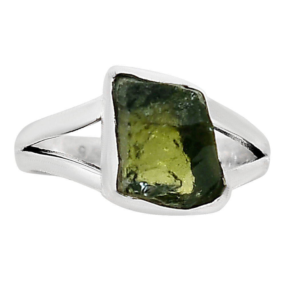 Genuine Czech Moldavite Rough Ring size-6 R-1002 SDR252289