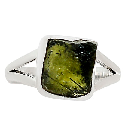 Genuine Czech Moldavite Rough Ring size-8 R-1002 SDR252292