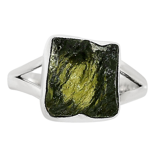 Genuine Czech Moldavite Rough Ring size-9 R-1002 SDR252294