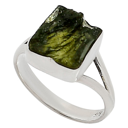 Genuine Czech Moldavite Rough Ring size-9 R-1002 SDR252294