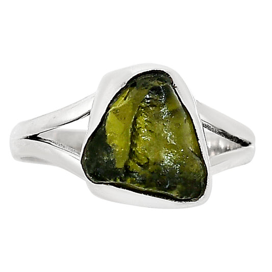 Genuine Czech Moldavite Rough Ring size-9 R-1002 SDR252296