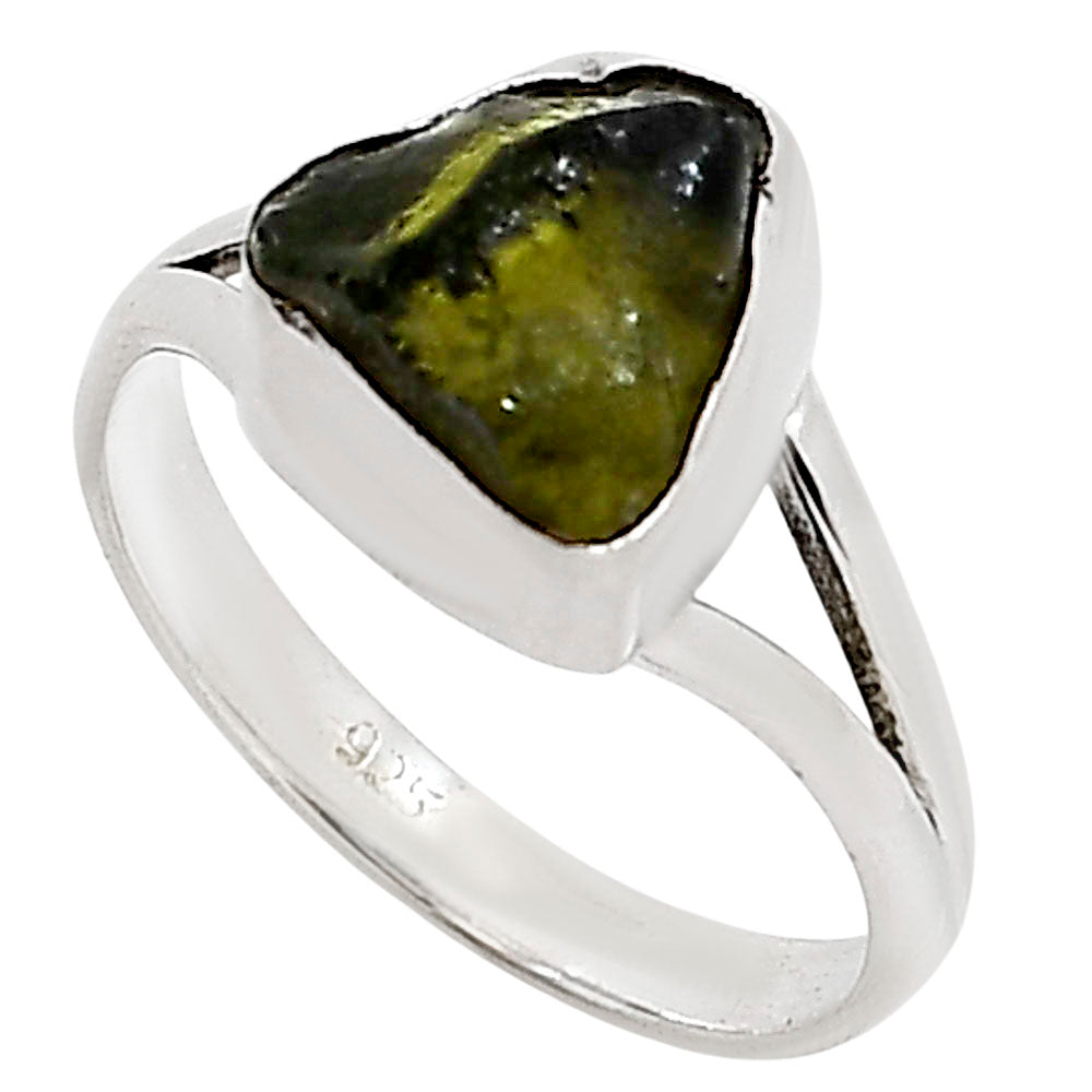 Genuine Czech Moldavite Rough Ring size-9 R-1002 SDR252296