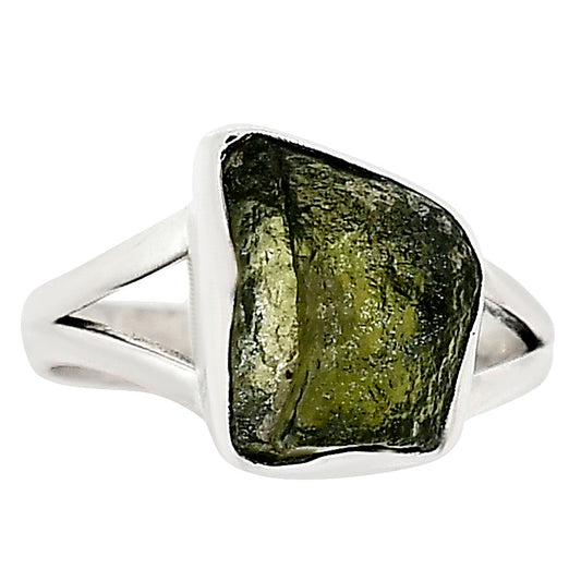 Genuine Czech Moldavite Rough Ring size-6 R-1002 SDR252298