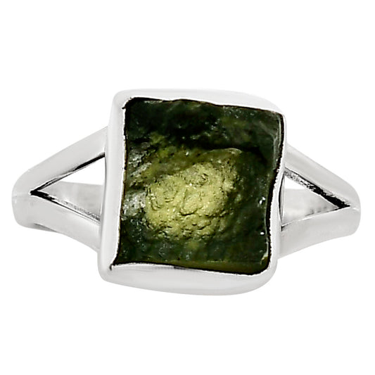 Genuine Czech Moldavite Rough Ring size-9 R-1002 SDR252299