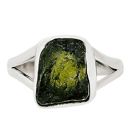Genuine Czech Moldavite Rough Ring size-7 R-1002 SDR252300