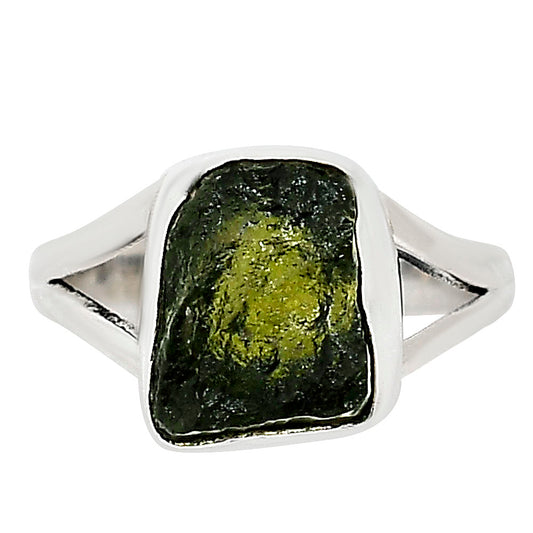Genuine Czech Moldavite Rough Ring size-7 R-1002 SDR252300