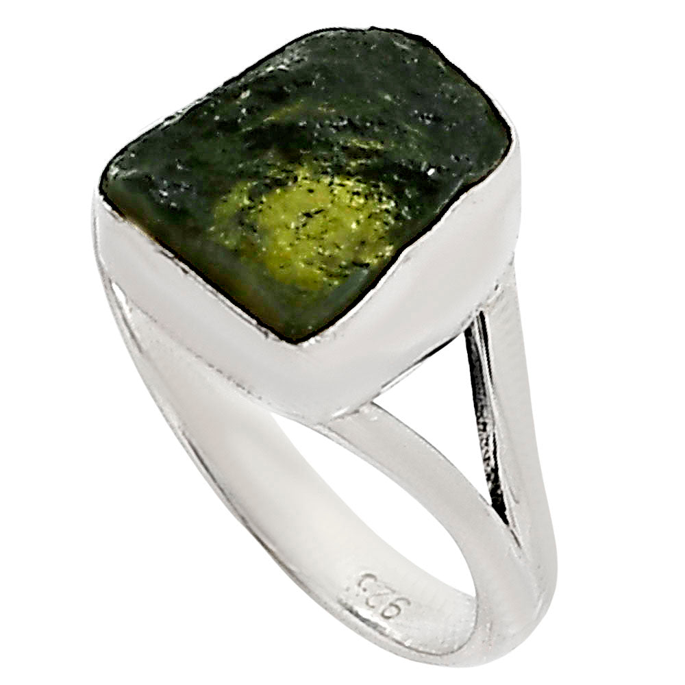 Genuine Czech Moldavite Rough Ring size-7 R-1002 SDR252300