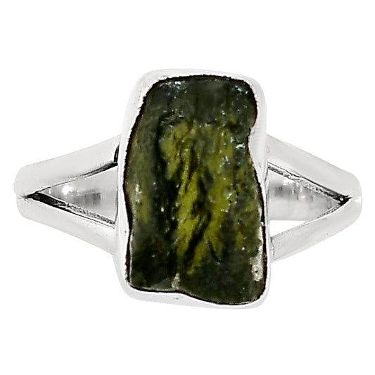 Genuine Czech Moldavite Rough Ring size-7 R-1002 SDR252301