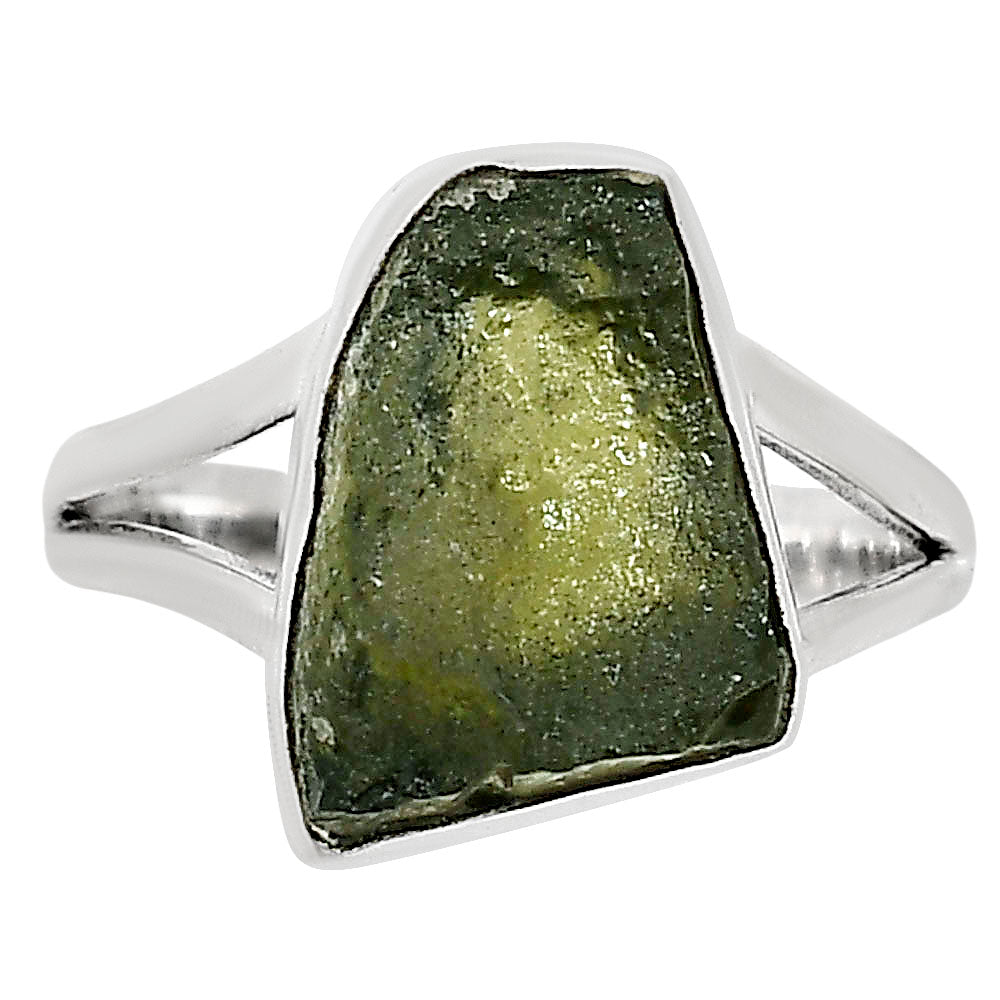 Genuine Czech Moldavite Rough Ring size-9 R-1002 SDR252303