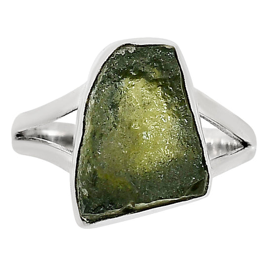 Genuine Czech Moldavite Rough Ring size-9 R-1002 SDR252303