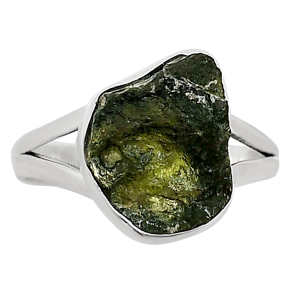 Genuine Czech Moldavite Rough Ring size-8.5 R-1002 SDR252305