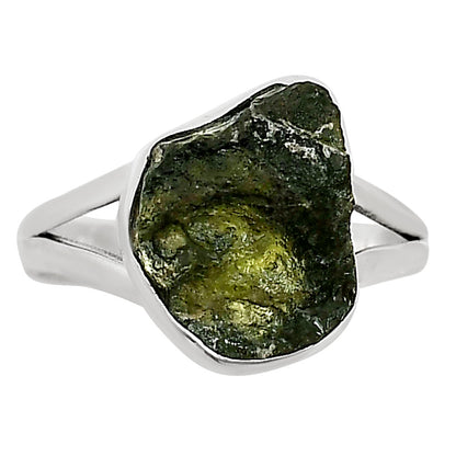 Genuine Czech Moldavite Rough Ring size-8.5 R-1002 SDR252305
