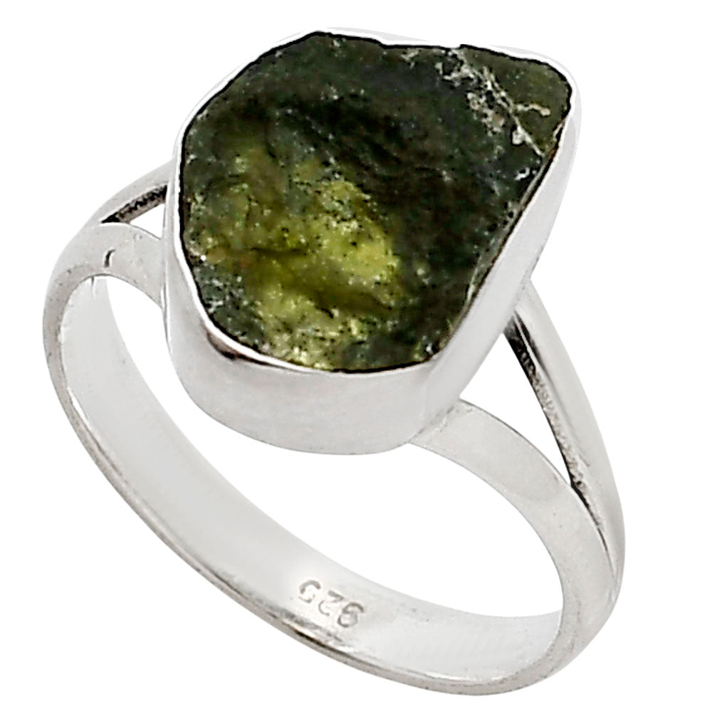 Genuine Czech Moldavite Rough Ring size-8.5 R-1002 SDR252305