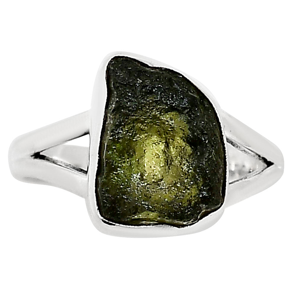 Genuine Czech Moldavite Rough Ring size-7 R-1002 SDR252309