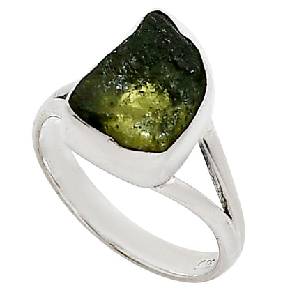 Genuine Czech Moldavite Rough Ring size-7 R-1002 SDR252309