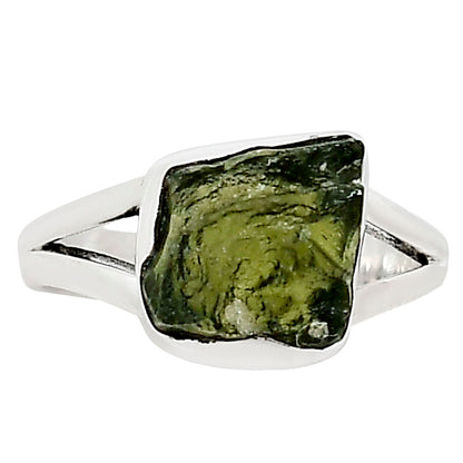 Genuine Czech Moldavite Rough Ring size-6 R-1002 SDR252310