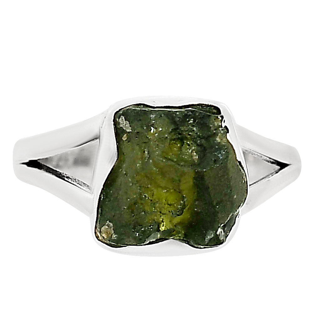 Genuine Czech Moldavite Rough Ring size-8 R-1002 SDR252312